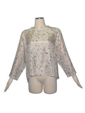 Momoni Print Silk Blouse Long Sleeves Loose Fit XS 38